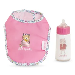 Corolle Bavoir Rose et Biberon Magique pour grand poupon 36/42 cm