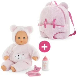 Corolle Bébé Calin Ourson d'Amour et Sac à Dos Porte-Poupon