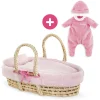 Corolle Couffin Tressé Peluche Rose et Pyjama pour poupon 36 cm