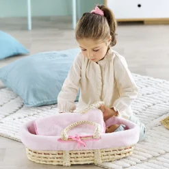 Corolle Couffin Tressé Peluche Rose et Pyjama pour poupon 36 cm