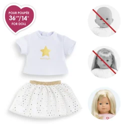 Corolle Ensemble Jupe & T Shirt Ivoire et Or pour poupée ma
