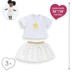 Corolle Ensemble Jupe & T Shirt Ivoire et Or pour poupée ma