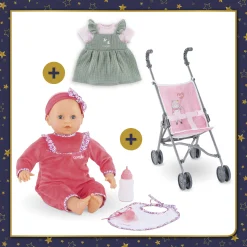 Corolle Lila Chérie se balade en Poussette Canne Rose