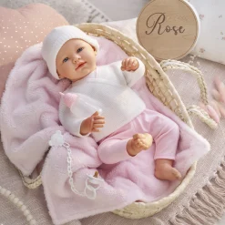 Corolle Poupon Rose et Couffin Tressé Peluche Rose