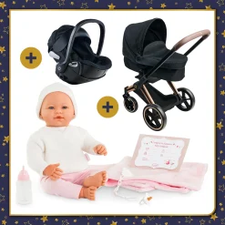 Corolle Poupon Rose, Landau Cybex Noir et Porte-Poupon Cybex Noir