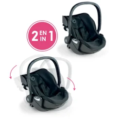 Corolle Poupon Rose, Landau Cybex Noir et Porte-Poupon Cybex Noir