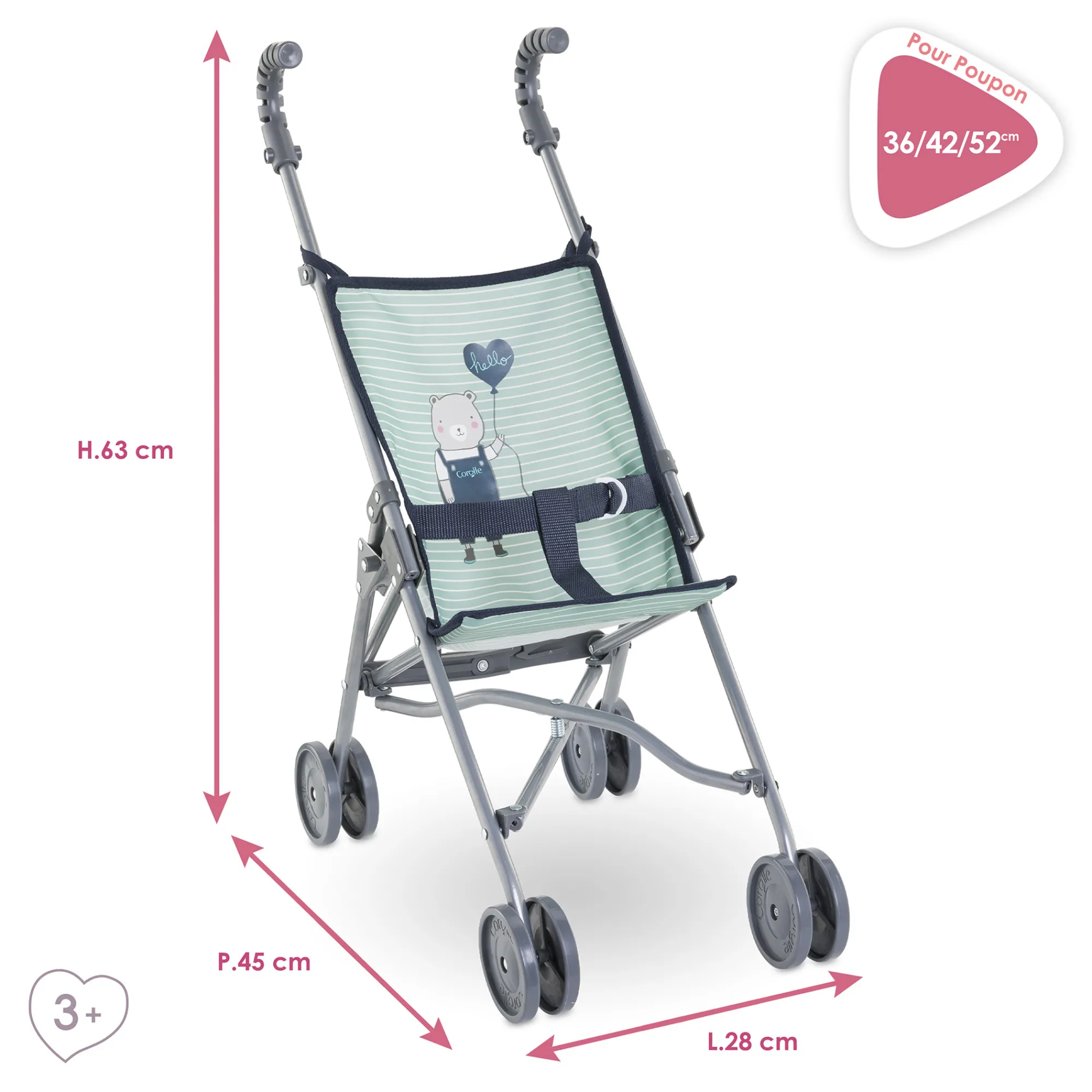 Corolle Poussette Canne Sauge pour poupon 36/42/52 cm