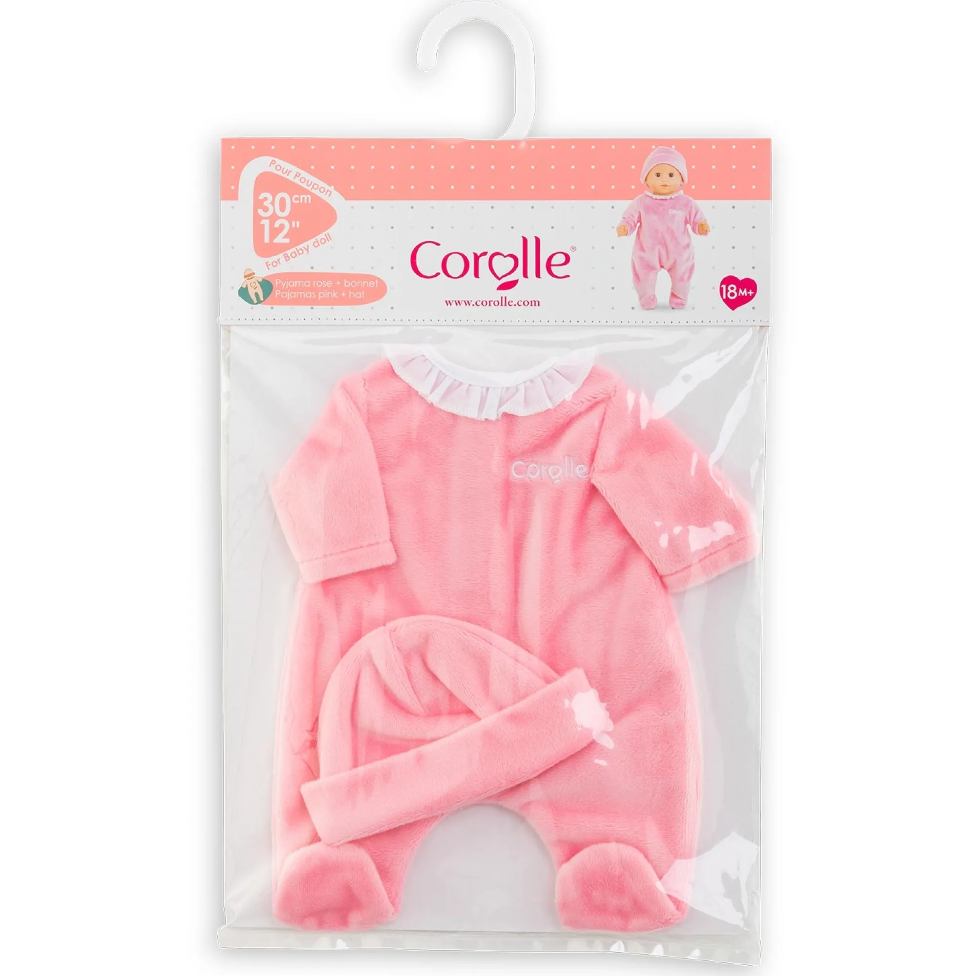 Corolle Pyjama rose et bonnet pour poupon 30 cm
