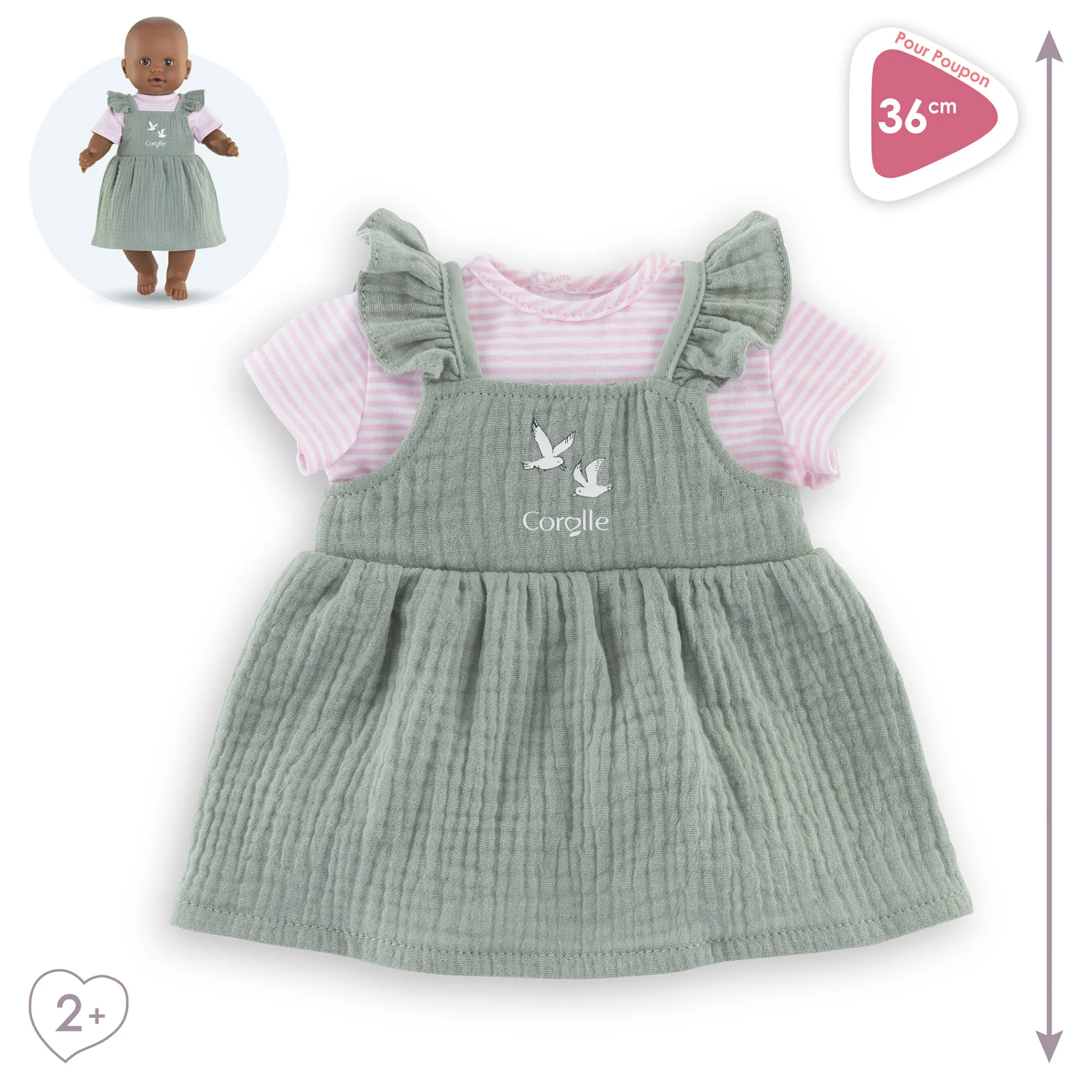Corolle Robe à volants et T-Shirt Bords de Loire pour poupon 36 cm