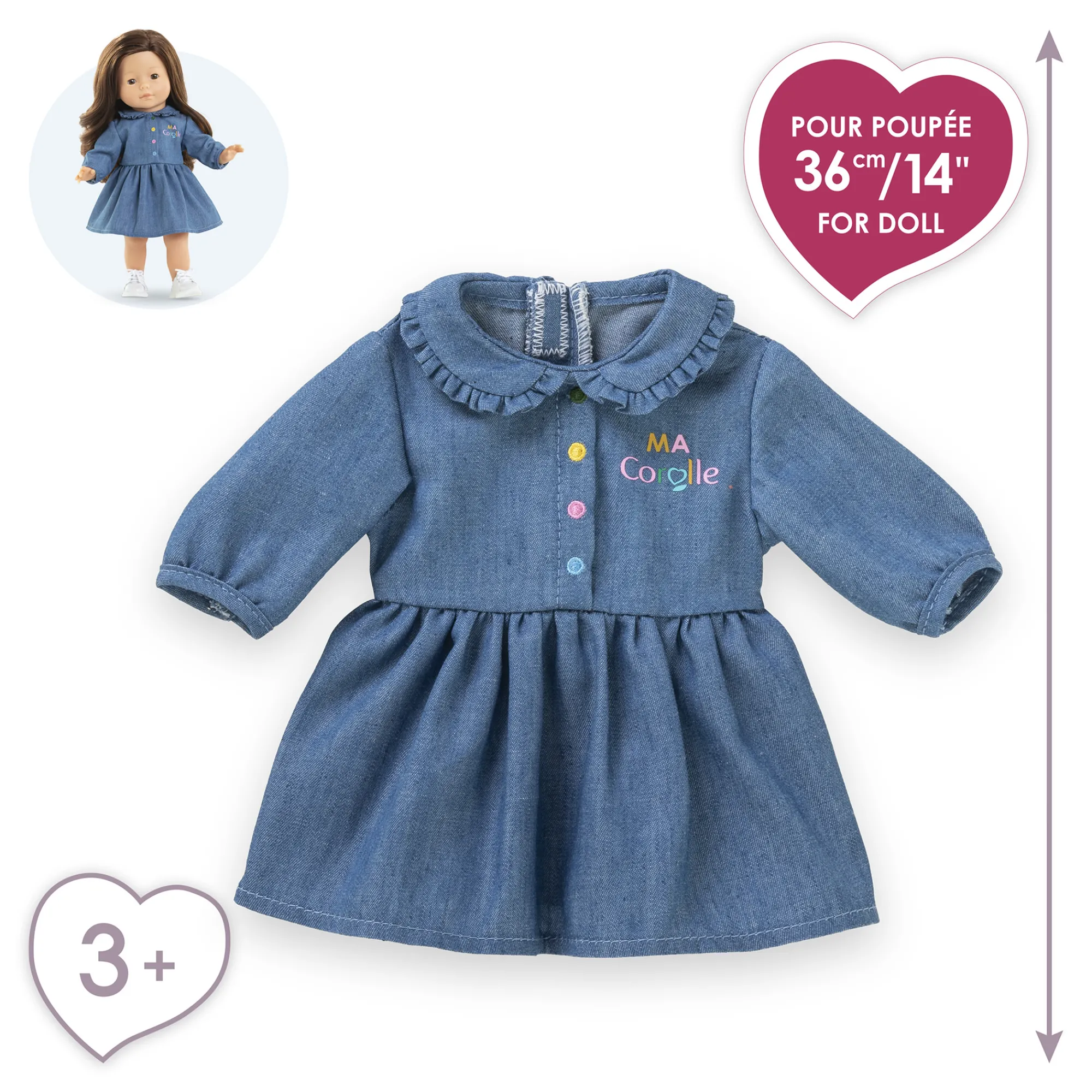 Corolle Robe Denim Manches Longues pour poupée ma