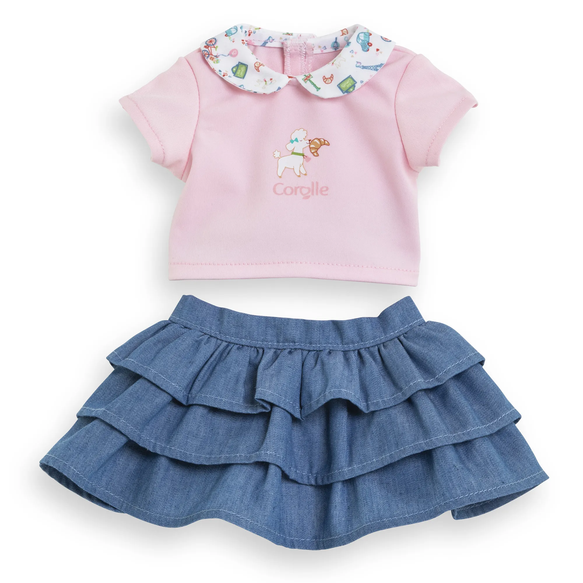 Corolle T-Shirt et Jupe à volants Week-end à Paris pour poupon 36 cm